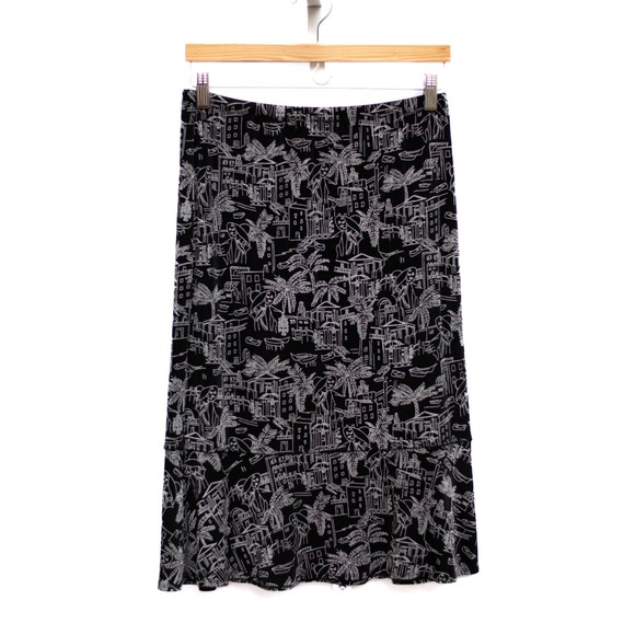 Chico's Dresses & Skirts - Y2K Chico's Sz 1 M/8 Miami Deco Midi Skirt Slinky Elastic Waist Pull On USA